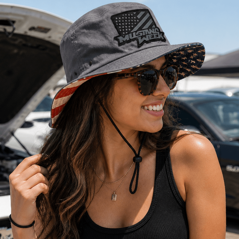 Mustang Week Flag Bucket Hat - Racing Shirts