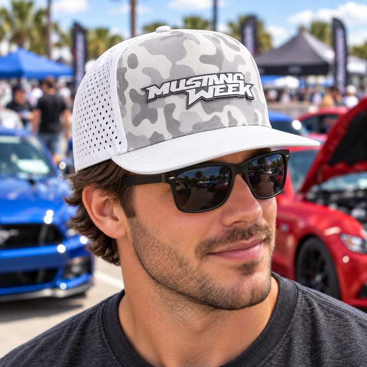 Mustang Week White Camo Snapback - Racing Shirts